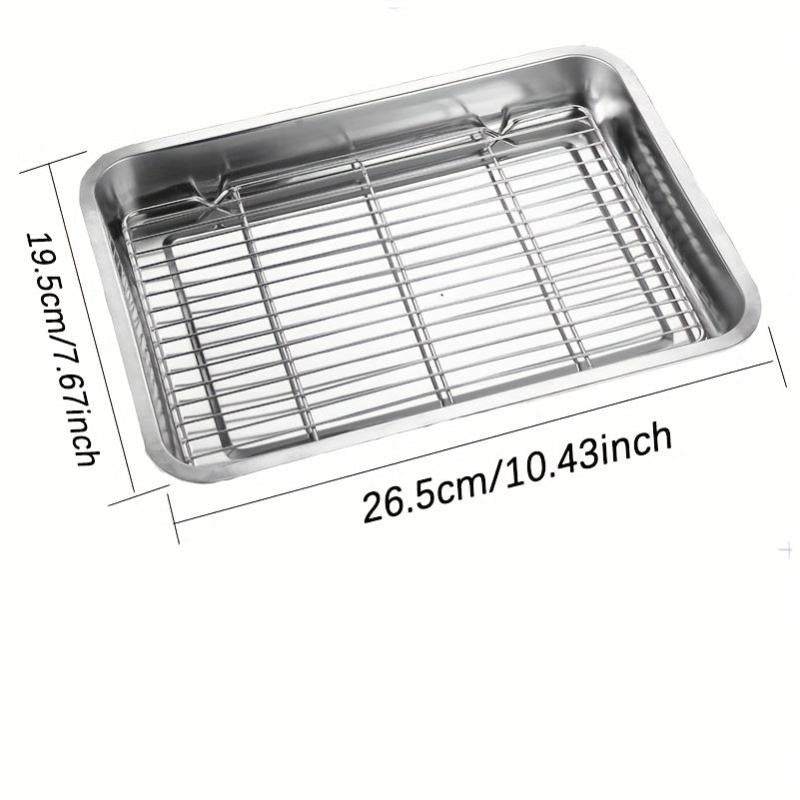 Stainless Steel Square Plate With Net Control Rack Commercial Tray