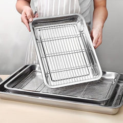 Stainless Steel Square Plate With Net Control Rack Commercial Tray