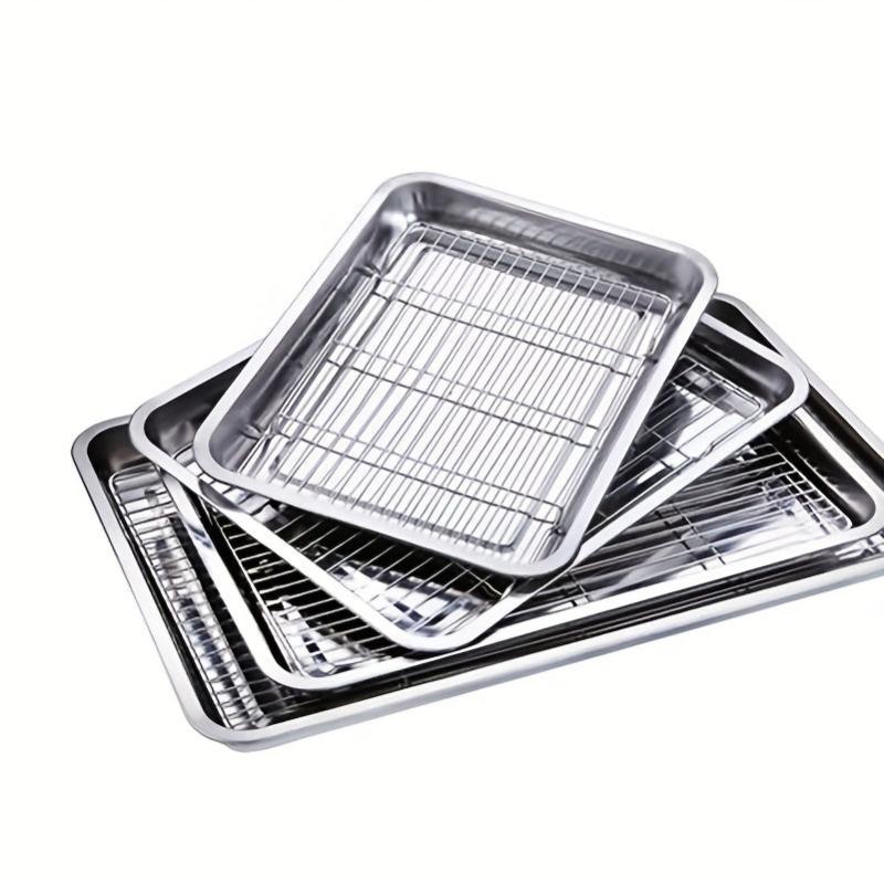 Stainless Steel Square Plate With Net Control Rack Commercial Tray