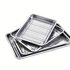 Stainless Steel Square Plate With Net Control Rack Commercial Tray