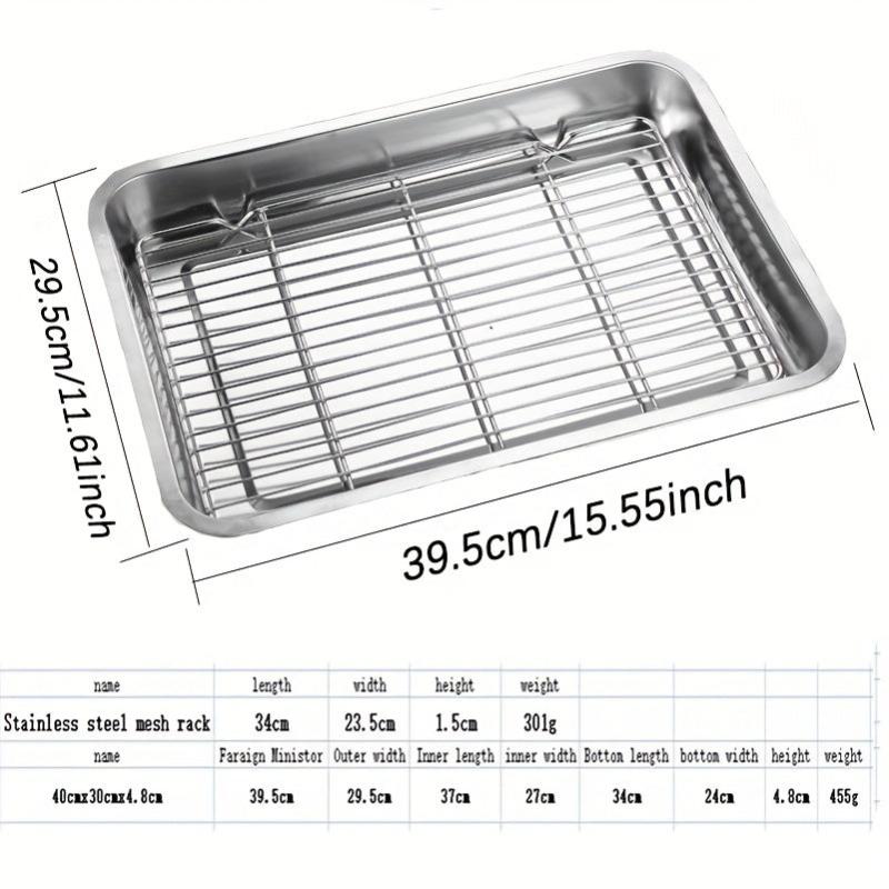 Stainless Steel Square Plate With Net Control Rack Commercial Tray