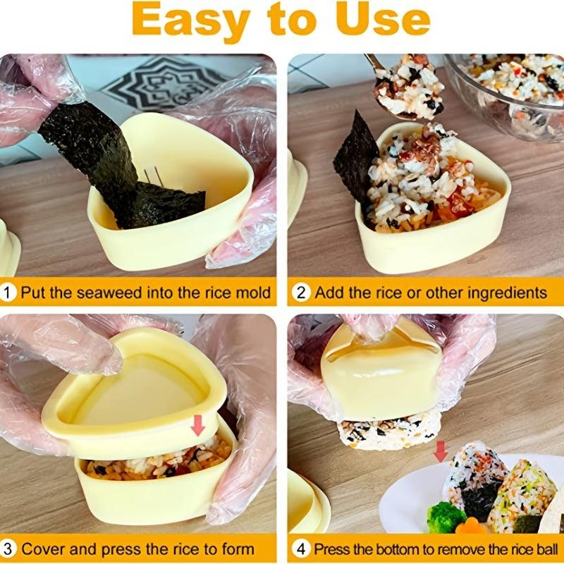 Rice Mold Set Triangle Sushi Mold 3pcs DIY Sushi Maker With Rice Spoon