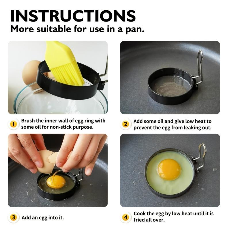 4pcs Stainless Steel Egg Cooking Ring with Handle