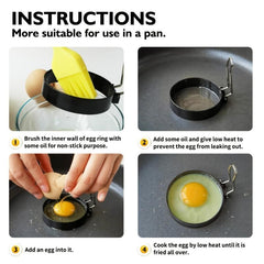4pcs Stainless Steel Egg Cooking Ring with Handle