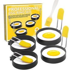 4pcs Stainless Steel Egg Cooking Ring with Handle