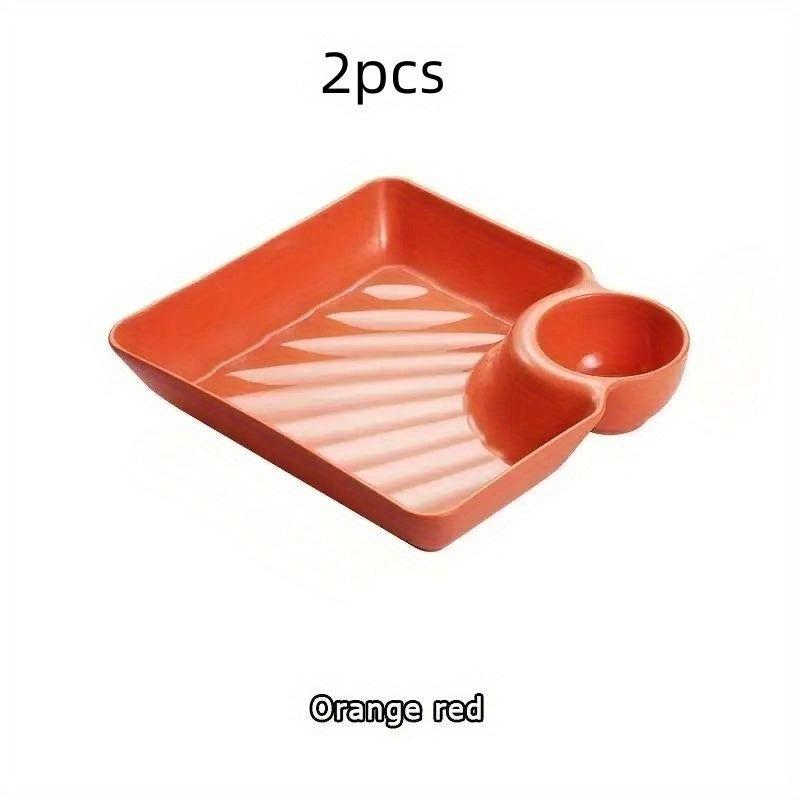 2pcs Plastic Serving Platter Set Snack Plate Charcuterie Dish Reusable