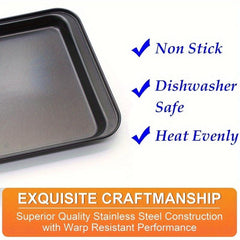 2pcs Non-stick 25.4cm Bakeware Set Carbon Steel Cake Pizza Tray Roasting Tools