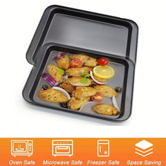 2pcs Non-stick 25.4cm Bakeware Set Carbon Steel Cake Pizza Tray Roasting Tools