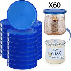 30-60 Pcs Clear Plastic Oui Yogurt Jar Lids for Glass Jars Kitchen Storage