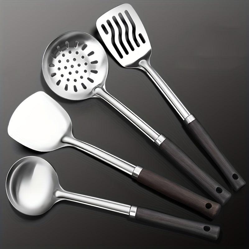 Stainless Steel Kitchenware Set Wooden Handle Soup Spoon