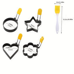 5 Pcs Stainless Steel Egg Rings Set Nonstick Omelette Frying Molds