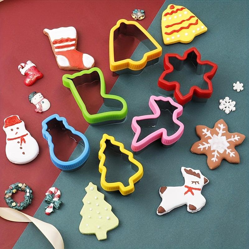 6pcs Christmas Cookie Cutter Set & Stamps for DIY Baking Decoration