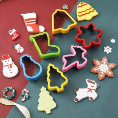6pcs Christmas Cookie Cutter Set & Stamps for DIY Baking Decoration