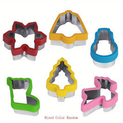 6pcs Christmas Cookie Cutter Set & Stamps for DIY Baking Decoration