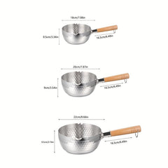 Stainless Steel Milk Pot Pan Wooden Handle for Cooking and Serving