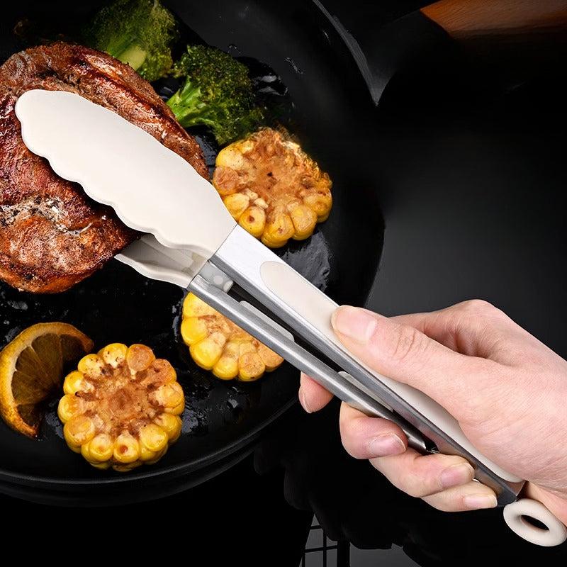 2pcs Anti-scalding Kitchen Tongs High Silicone Clip Easy To Fry Steak Barbecue