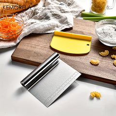 2pcs Dough Scrapers Set Stainless Steel And Plastic Dough Cutters