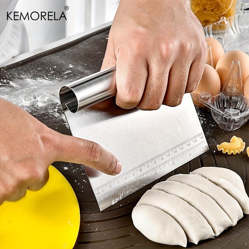 2pcs Dough Scrapers Set Stainless Steel And Plastic Dough Cutters