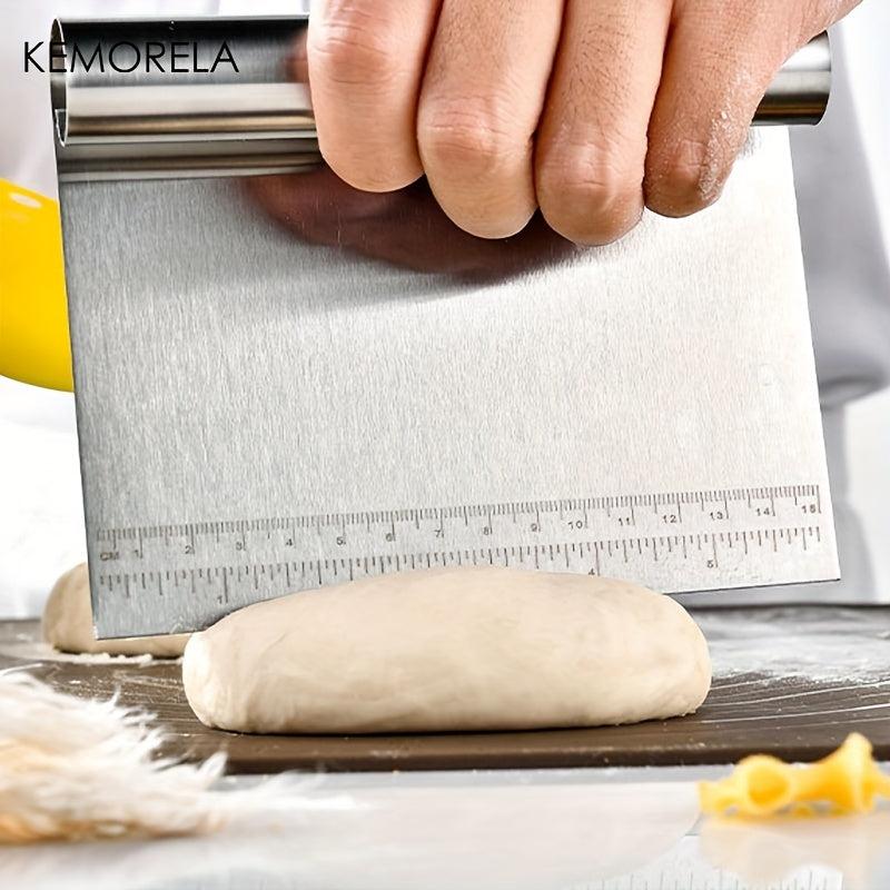 2pcs Dough Scrapers Set Stainless Steel And Plastic Dough Cutters