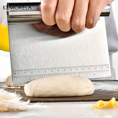 2pcs Dough Scrapers Set Stainless Steel And Plastic Dough Cutters