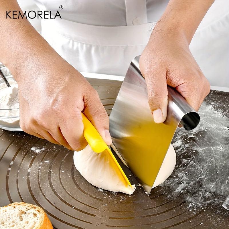 2pcs Dough Scrapers Set Stainless Steel And Plastic Dough Cutters