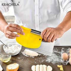 2pcs Dough Scrapers Set Stainless Steel And Plastic Dough Cutters