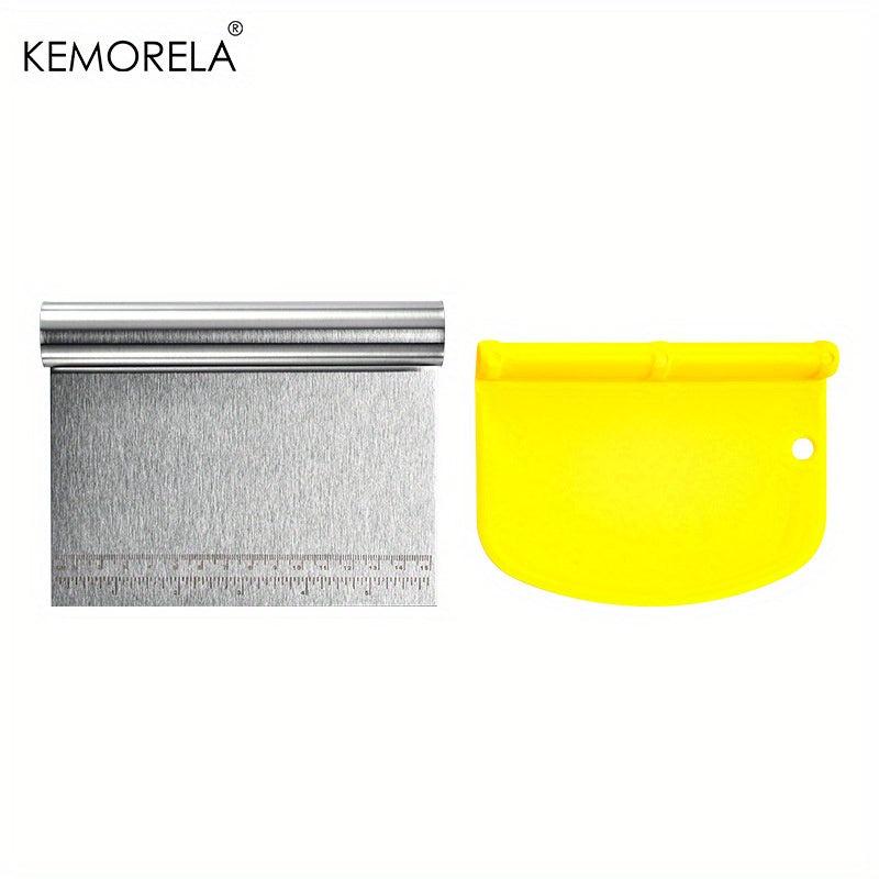 2pcs Dough Scrapers Set Stainless Steel And Plastic Dough Cutters
