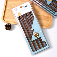 10 Pairs Wooden Chopsticks Solid Wood Non Slip Mildew Proof Dinnerware