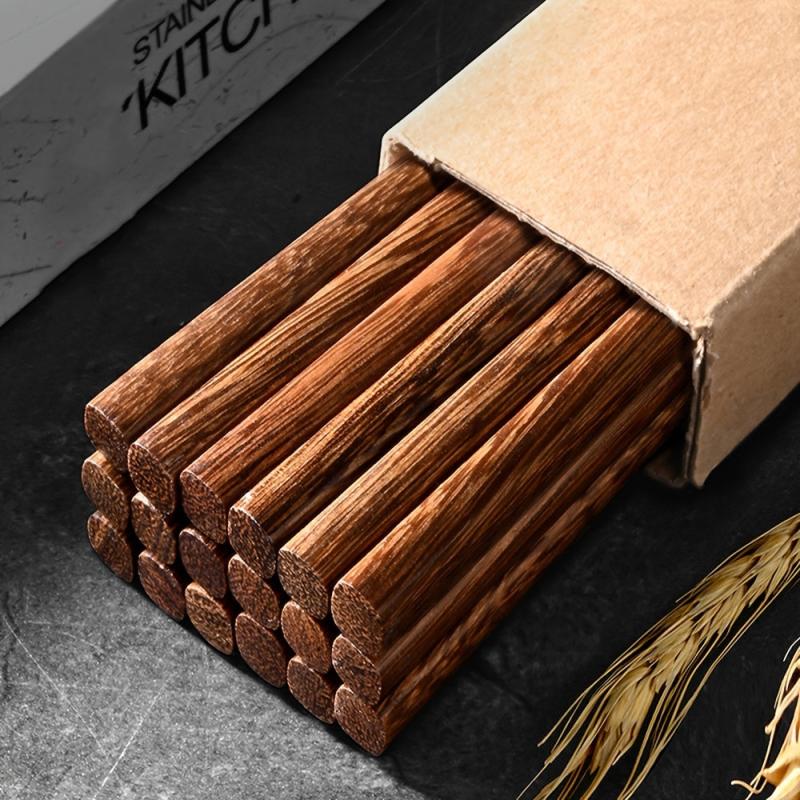 10 Pairs Wooden Chopsticks Solid Wood Non Slip Mildew Proof Dinnerware