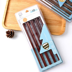 10 Pairs Wooden Chopsticks Solid Wood Non Slip Mildew Proof Dinnerware