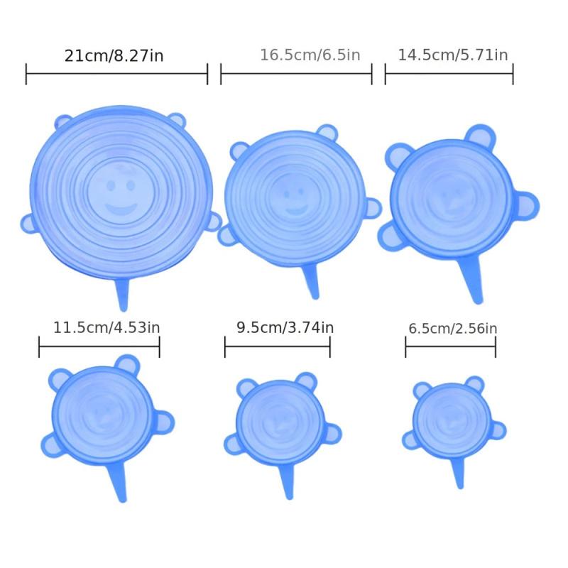 6pcs Silicone Stretch Lids Food Bowl Covers Reusable Food Saving Cover