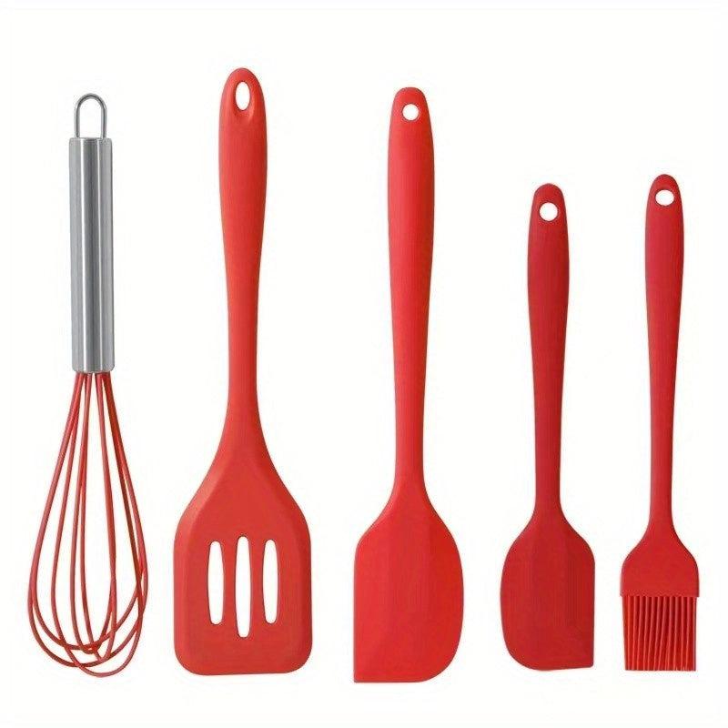 5Pcs Silicone Kitchenware Set Spatula Shovel Brush Whisk Baking Tools