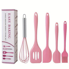 5Pcs Silicone Kitchenware Set Spatula Shovel Brush Whisk Baking Tools