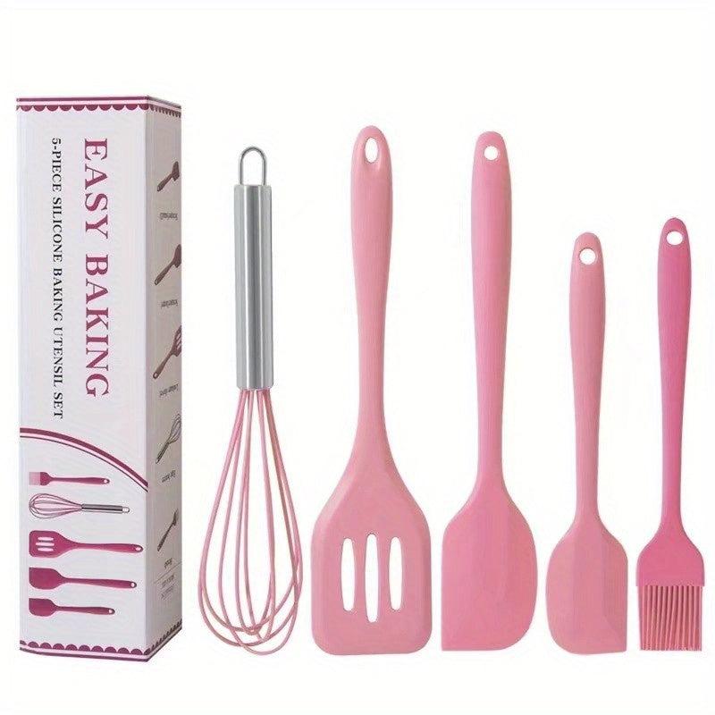 5Pcs Silicone Kitchenware Set Spatula Shovel Brush Whisk Baking Tools