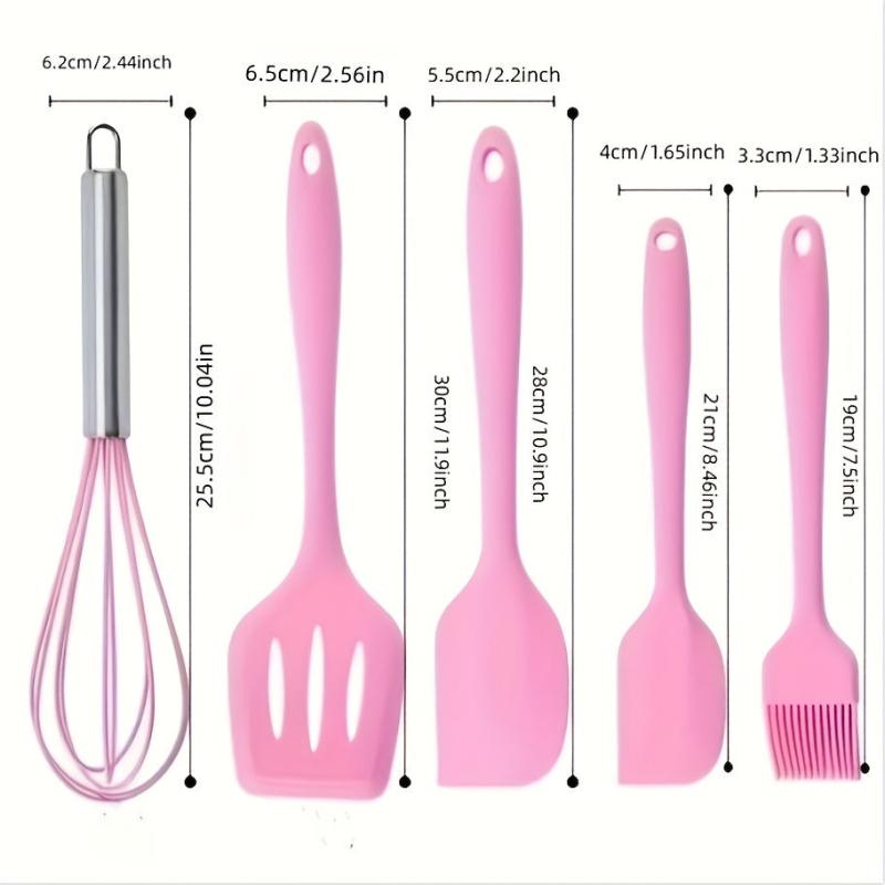 5Pcs Silicone Kitchenware Set Spatula Shovel Brush Whisk Baking Tools