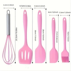 5Pcs Silicone Kitchenware Set Spatula Shovel Brush Whisk Baking Tools