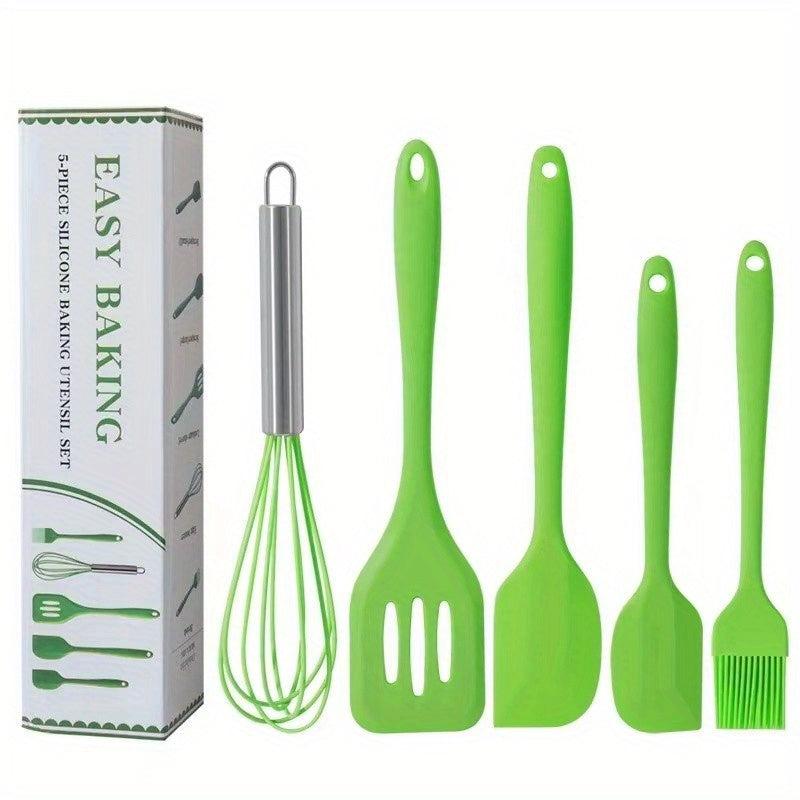 5Pcs Silicone Kitchenware Set Spatula Shovel Brush Whisk Baking Tools
