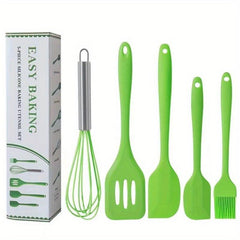 5Pcs Silicone Kitchenware Set Spatula Shovel Brush Whisk Baking Tools