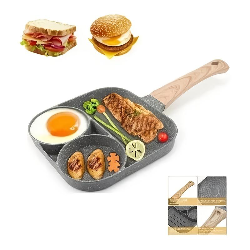 Second Gen Rice Wheat Stone 3-In-1 Non-Stick Pan for Breakfast, Steak, and Eggs