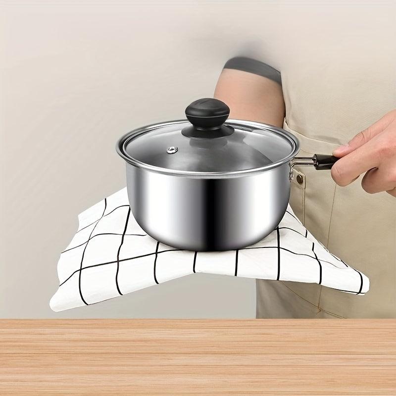 Ergonomic Stainless Steel Saucepan with Glass Lid