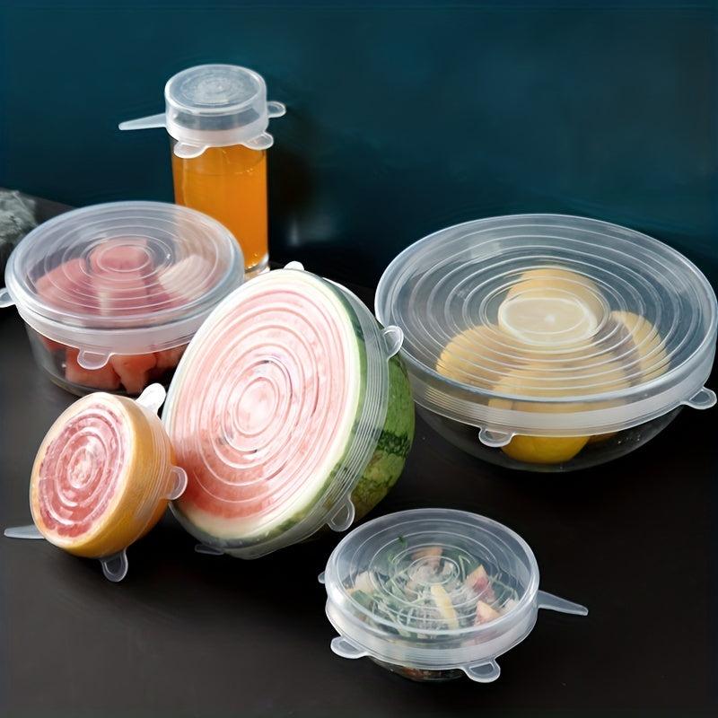 6pcs Silicone Stretch Lids Reusable Food Saving Cover