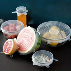 6pcs Silicone Stretch Lids Reusable Food Saving Cover