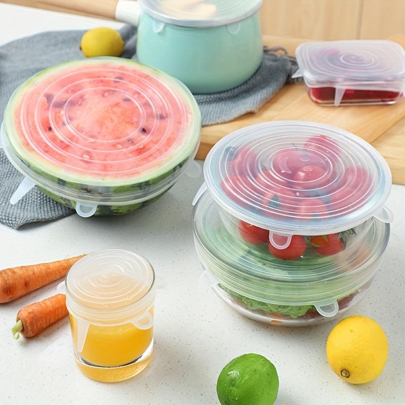 6pcs Silicone Stretch Lids Reusable Food Saving Cover