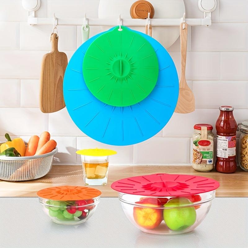 5pcs Reusable Silicone Lids Microwave Freezer Dust Splash Heat BPA Cups Bow