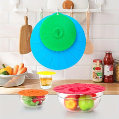 5pcs Reusable Silicone Lids Microwave Freezer Dust Splash Heat BPA Cups Bow
