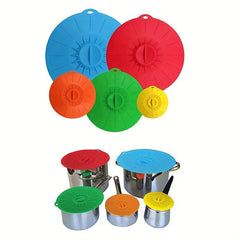 5pcs Reusable Silicone Lids Microwave Freezer Dust Splash Heat BPA Cups Bow