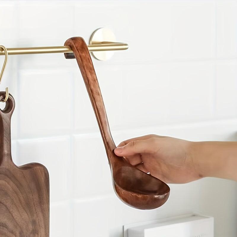 Wooden Soup Ladle Long Handle Spoon For Hot Pot Porridge Rice Durable
