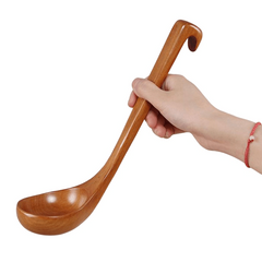 Wooden Soup Ladle Long Handle Spoon For Hot Pot Porridge Rice Durable