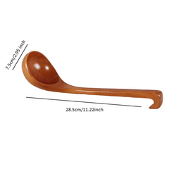 Wooden Soup Ladle Long Handle Spoon For Hot Pot Porridge Rice Durable