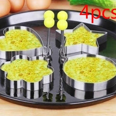 Stainless Steel Egg Rings Round Star Heart Flower Shape